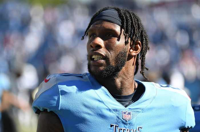 Tennessee Titans wide receiver Racey McMath (81) after a win against the Indianapolis Colts at Nissan Stadium.